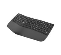 T'nB - Teclado ergonómico inalámbrico recargable Bluetooth, 12 teclas de acceso directo, 4 almohadillas ajustables, doble modo de conexión, color negro
