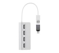 T'nB Hub USB – HUBUSB4ALU – de aluminio, USB-A y USB-C, 4 puertos USB-A
