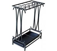 TNBCCXN Cesta para Paraguas Bandeja de Goteo de Gran Capacidad en Blanco y Negro y marrón, y Soporte for Paraguas con Gancho.(Black,15 Holes 16 Hooks)