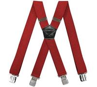 TNBCCXN Tirantes Masculinos, Tirantes, estiramiento alto for hombres con cuatro clips elástico de grano de maíz de 1,5 pulgadas(Big Red)
