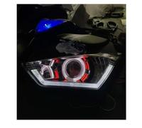 tnbru Faros Motocicleta Para YZF-R25 Para YZF-R3 (2013-2018) Faro Delantero Con Proyector HID Demon Angel Eye Para Motocicleta Moto Conjunto Faros Delanteros(Red white)