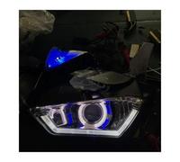 tnbru Faros Motocicleta Para YZF-R25 Para YZF-R3 (2013-2018) Faro Delantero Con Proyector HID Demon Angel Eye Para Motocicleta Moto Conjunto Faros Delanteros(Blue white)