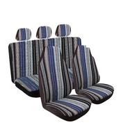 tnbru Lote Fundas Asientos Coche Fundas Asiento Coche Rayas Juego Completo Almohadillas Cinturón Seguridad Funda Volante Lavables Universales Coches(Blue)