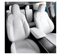 tnbru Lote Fundas Asientos Coche para Tesla para Modelo Y 5-Seat Full Set Car Seat Covers PU Leather Front Rear Cushion Protectors Interior Accessories(White Set)