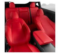 tnbru Lote Fundas Asientos Coche para Tesla para Modelo Y 5-Seat Full Set Car Seat Covers PU Leather Front Rear Cushion Protectors Interior Accessories(Red Set)