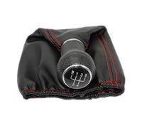 tnbru Para Seat Para Ibiza 1996-2002 Perilla Cambio Marchas De 5 Velocidades Con Funda Cuero PU Coche Pomo Palanca Cambios(Red)