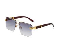 TNDVIC Gafas de sol con protección UV400 | Lentes de colores punk sin montura | Para mujeres, hombres, deportes al aire libre y conducción (dorado-gris)