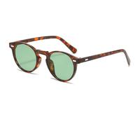 TNDVIC Gafas de sol con protección UV400 | Lentes ovalados transparentes con remaches | Para mujer, hombre, deportes al aire libre y conducción (Verde leopardo)