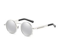 TNDVIC Gafas de sol con protección UV400 | Lentes redondas estilo steampunk color caramelo | Para hombres y mujeres, deportes al aire libre y conducción (Plata Mercurio)