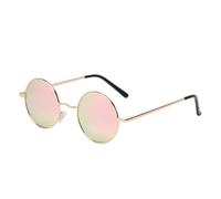 TNDVIC Gafas de sol con protección UV400 | Montura metálica redonda con lentes color caramelo | Para hombres y mujeres, deportes al aire libre y conducción (dorado y rosa)
