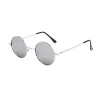 TNDVIC Gafas de sol con protección UV400 | Montura metálica redonda con lentes color caramelo | Para hombres y mujeres, deportes al aire libre y conducción (Plata Mercurio)