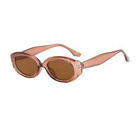 TNDVIC Gafas de sol con protección UV400 | Montura ovalada con forma de ojo de gato y lentes de colores | Para mujeres y hombres, deportes al aire libre y conducción (Té)