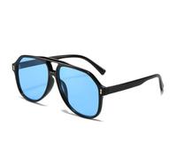 TNDVIC Gafas de sol con protección UV400 | Puentes dobles extragrandes con remaches azules | Para mujeres, hombres, deportes al aire libre y conducción (negro y azul)