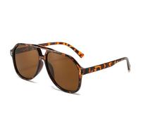 TNDVIC Gafas de sol con protección UV400 | Puentes dobles extragrandes con remaches azules | Para mujeres, hombres, deportes al aire libre y conducción (té de leopardo)