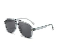 TNDVIC Gafas de sol con protección UV400 | Puentes dobles extragrandes con remaches azules | Para mujeres, hombres, deportes al aire libre y conducción (gris y negro)