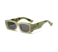 TNDVIC Gafas de sol cuadradas coloridas con protección UV400 para hombre y mujer - Gafas de sol rectangulares retro de patillas anchas para viajes (verde oscuro)