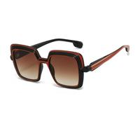 TNDVIC Gafas de sol cuadradas con degradado de color UV400 para hombre y mujer - Tonos retro a juego (negro, rojo, marrón)