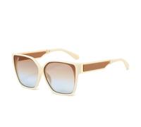 TNDVIC Gafas de sol cuadradas con lentes degradadas de colores pastel estilo retro UV400 para hombre y mujer - Montura en colores contrastantes (beige, marrón y azul)