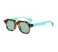 TNDVIC Gafas de sol cuadradas con protección UV400 para hombre y mujer - Montura vintage con lentes transparentes y remaches para exteriores (verde)