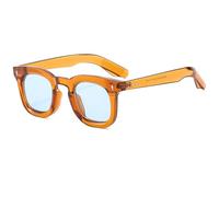 TNDVIC Gafas de sol cuadradas con remaches para mujer, tonos naranjas, protección UV400, montura de lentes transparentes para hombre, color azul té