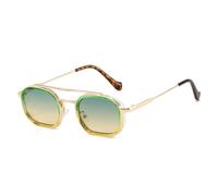 TNDVIC Gafas de sol cuadradas de metal con protección UV400 estilo aviador para hombre y mujer - Estilo retro (verde)
