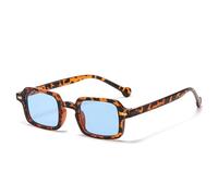 TNDVIC Gafas de sol cuadradas de plástico con estilo punk para hombres y mujeres con remaches para mujer, azul leopardo