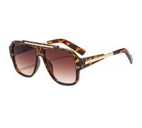 TNDVIC Gafas de sol cuadradas extragrandes con protección UV400 para hombre y mujer - Montura grande estilo vintage (estampado leopardo)
