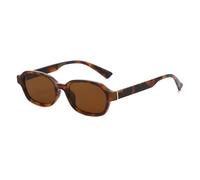 TNDVIC Gafas de sol cuadradas pequeñas con protección UV400 para hombre y mujer - Lentes retro transparentes estilo océano y montura ovalada con remaches Punk (marrón leopardo)