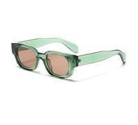 TNDVIC Gafas de sol cuadradas pequeñas con protección UV400 para hombre y mujer - Lentes retro transparentes con efecto océano y tonos punk (verde)