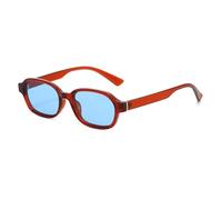 TNDVIC Gafas de sol cuadradas pequeñas UV400 para hombre y mujer - Lentes retro transparentes estilo océano y montura ovalada con remaches punk (rojo azul)