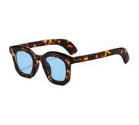 TNDVIC Gafas de sol cuadradas UV400 para hombre y mujer - Estilo vintage con remaches, estampado punk verde leopardo (azul leopardo)