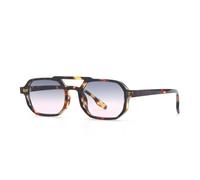 TNDVIC Gafas de sol cuadradas vintage con doble puente y protección UV400 para hombre y mujer - Lentes transparentes color océano y detalles con remaches (estampado leopardo)