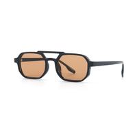 TNDVIC Gafas de sol cuadradas vintage con doble puente y protección UV400 para hombre y mujer - Lentes transparentes color océano y detalles con remaches (negro y marrón)