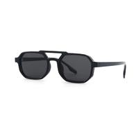 TNDVIC Gafas de sol cuadradas vintage con doble puente y protección UV400 para hombre y mujer - Lentes transparentes color océano y detalles con remaches (negro)