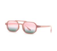 TNDVIC Gafas de sol cuadradas vintage con doble puente y protección UV400 para hombre y mujer - Lentes transparentes color océano y detalles con remaches (rosa)
