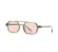 TNDVIC Gafas de sol cuadradas vintage con doble puente y protección UV400 para hombre y mujer - Lentes transparentes color océano y detalles con remaches (verde)