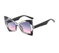 TNDVIC Gafas de sol estilo ojo de gato UV400 para mujer - Montura vintage bicolor (gris)