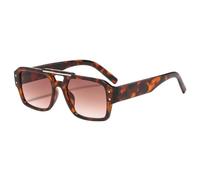 TNDVIC Gafas de sol estilo piloto retro UV400 de doble haz para hombre y mujer - Diseño con remaches - Gafas de sol informales (color leopardo).