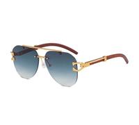 TNDVIC Gafas de sol ovaladas con estampado de leopardo degradado estilo retro UV400 para hombre y mujer - Montura hueca (azul oscuro dorado)