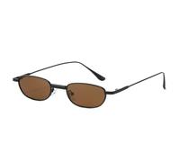 TNDVIC Gafas de sol rectangulares de montura pequeña con protección UV400 para hombre y mujer - Lentes transparentes color océano, montura metálica (negro té)