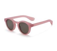 TNDVIC Gafas de sol redondas con montura color arena, lentes transparentes UV400 para hombre y mujer - Estilo retro con remaches y detalles punk (rosa arena)