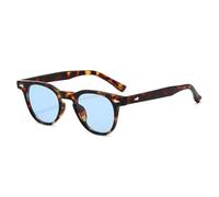 TNDVIC Gafas de sol redondas retro UV400 para hombre y mujer - Decoración con remaches, estilo punk leopardo (azul leopardo)