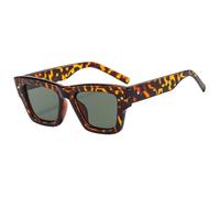 TNDVIC Gafas de sol retro cuadradas irregulares con remaches, protección UV400 para hombre y mujer - Tonos azules (estampado leopardo)