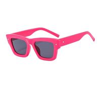 TNDVIC Gafas de sol retro cuadradas irregulares con remaches UV400 para hombre y mujer - Tonos azules (rojo)