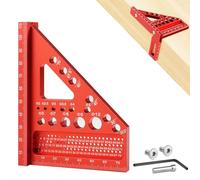 TNEDFOD 3D Multiángulo Escuadra Carpintero, Herramientas de Carpintería Precisas, 22.5-90°Transportador de Angulos Aleación de Aluminio, Escuadra Rapida Herramientas de Medición para Ingeniero, Rojo