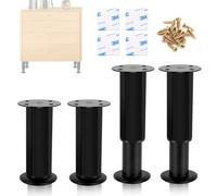 TNEDFOD 4pcs Pies Ajustables para Muebles, Negras Patas para Muebles Regulables 12-18CM, Patas de Muebles Patas de Cama Ajustables Patas de Soporte para Armario Mueble TV Cama Sofá Mesilla