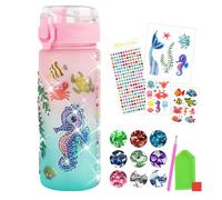 TNEDFOD Botella de agua con diseño de sirena para niños 4 a 10 años, kit de pintura de diamantes