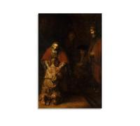 TNERPAR Póster decorativo de Rembrandt con el regreso del hijo pródigo, lienzo decorativo para pared, sala de estar, dormitorio, pintura artística de pared, impresión moderna para habitación familiar,