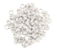 Tnfeeon 100PCS/Bag 8MM Anillos de Bandas de Paloma de plástico, 001-100 Anillos de Bandas de Patas de pájaro de Paloma de plástico numerados con número(Blanco)