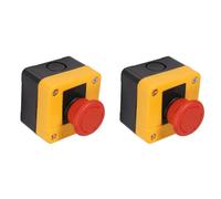 Tnfeeon 2 Uds Interruptor de Botón Pulsador 660V 10A Carcasa de Plástico Señal Roja Parada de Emergencia Interruptor de Botón de Seta Nuevo